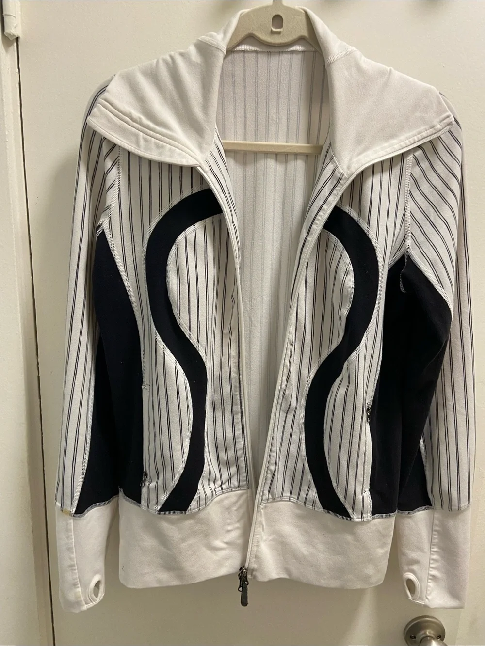 lululemon athletica White and Black Curved-Panel Zip Jacket
